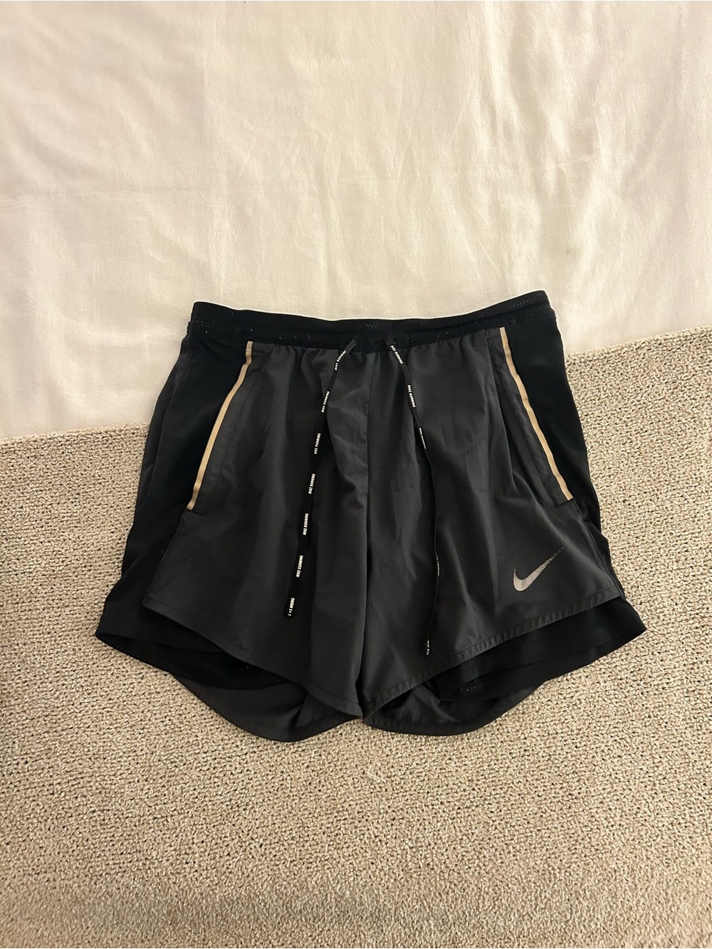 Nike Black Athletic Shorts with Tan Trim